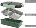 Tedemei Stainless Steel 2 Compartment Leak Proof Lunch Box portable Separated Office/Students Lunch Box. 