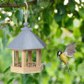 Wooden Hanging Bird Feeder Peanut Food Container Garden Outdoor Feeding Tool. 