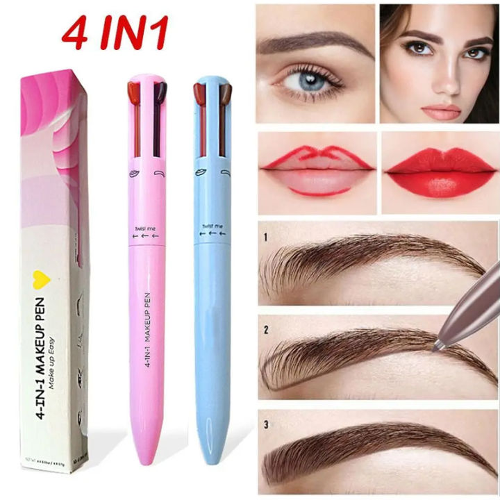 4 In 1 Makeup Pen Waterproof Eyebrow Pencil Long Lasting Lip Liner Highlight Lying Silkworm Eyeliner Pen Cosmetic Tool