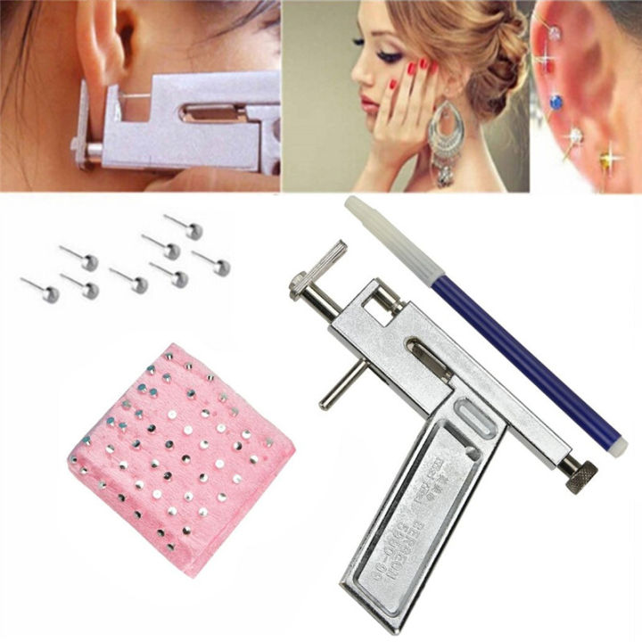 Professional Steel Ear Nose Navel Body Piercing Gun 98pcs Studs Tool Kit Set STARLITE