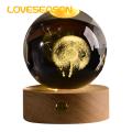 Faux Crystal Ball Decoration 3d Engraved Solar System Planet Night Light with Wooden Base Unique Led Lamp for Desktop Decoration Birthday Gift Fake Crystal Home Decoration. 