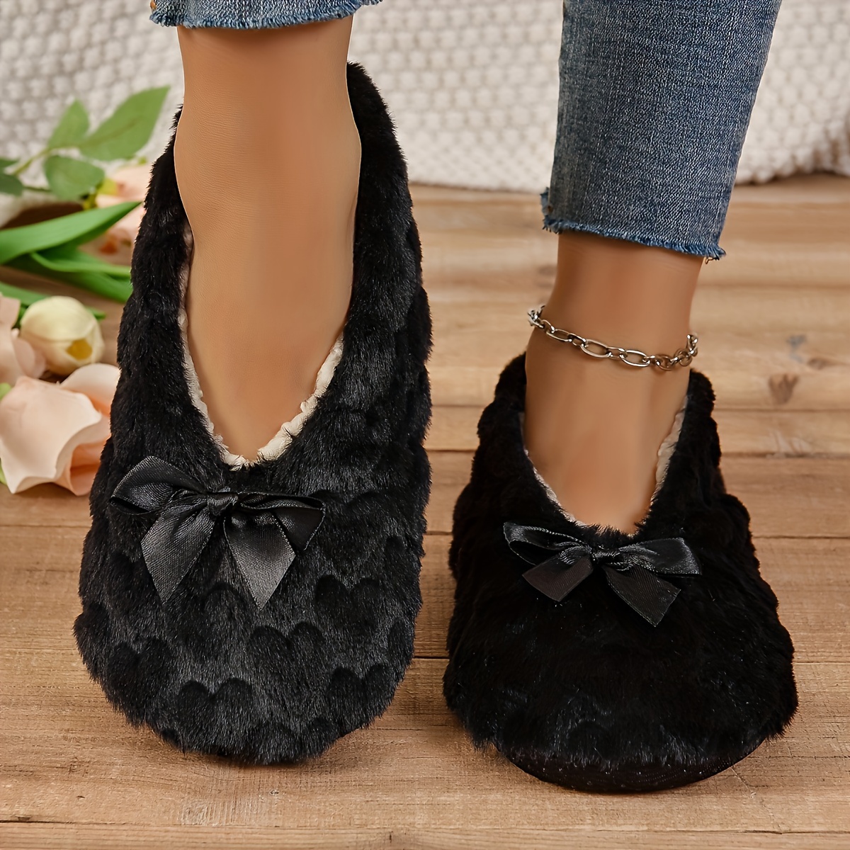 Women's Indoor Soft Plush Slippers Warm Winter Shoes for Comfort