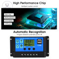 Vocoal 30A Solar Charge Controller Solar Panel Controller 12V/24V Adjustable LCD Display Solar Panel Ba ttery Regulator With USB Port Auto PWM Controllers Intelligent System Charging Controller For Home. 