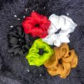 Pack of 5 Strong Elastic multi colour Soft Ponytail Scrunchie Hair band & hand wear for girls hair Silk multicolour. 
