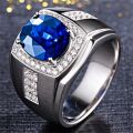 boys latest pearl blue diamond stone ring designs for men. 
