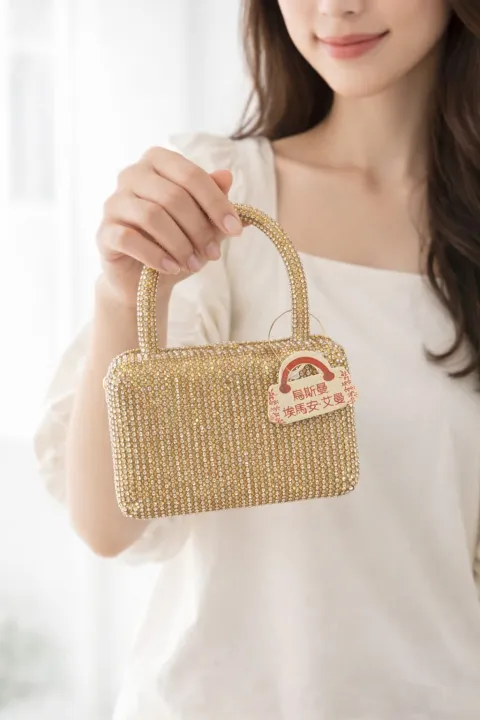 Luxury Crystal Small Handbag for Kids & Girls – Golden Party Clutch with Chain | Wedding & Evening Purse | Fun Lume Toys