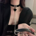 [ New ] Women's Collar m Suit Men's Sexy Hand Holding Rope Bell Couple Dog Leash Collar chocker Couple Niche Necklace. 
