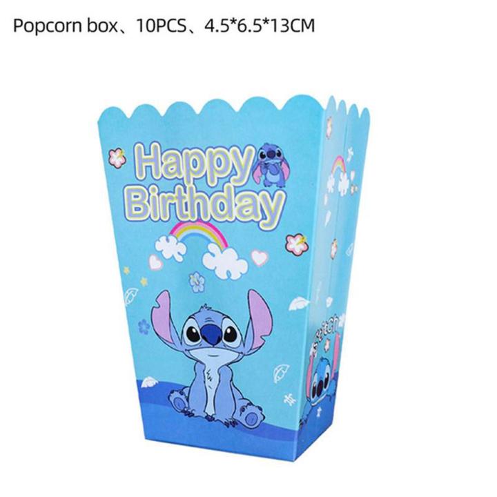 12pcs/lot Disney Lilo Stitch Popcorn Box Snack Boxes Kids Birthday Party Decoration Boys Girls Baby Shower Decorations Supplies
