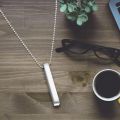 Black and Silver vertical bar Necklace Locket Chain for boys girls neck chain for men with locket Men`s Jewllery Pendant for men Stylish design. 