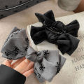 Elegant Bowknot Dot Ponytail Holder Women Girls Hairgrips Claw Headwear. 