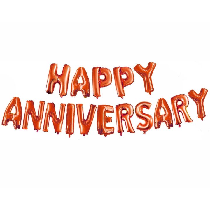 “HAPPY ANNIVERSARY” Foil Balloons - Golden,Silver & Red Color
