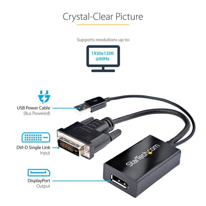 USB Power DVI to DisplayPort Adapter -  - 1920 x 1200 - DVI to DisplayPort Converter - Video Adapter - DVI-D to DP| Shopikbuzz