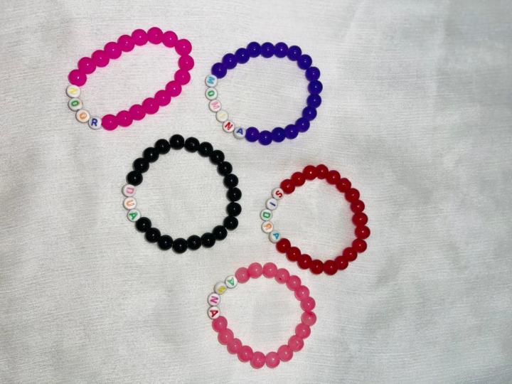 "Custom Name Beaded Bracelet for Girls – Personalized Handmade Elastic ...