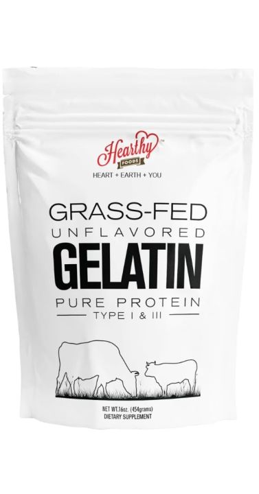 Hearthy Foods, Gelatin Grass-Fed Bone Broth Protein, with 100 Percent Bovine, 454gm - Pack of 1