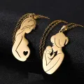 Mom Dad Baby Pendant Mother Day Necklace Gold Color Stainless Steel Chain Jewelry For Women Wife Maternal Family Charm Love Gift. 