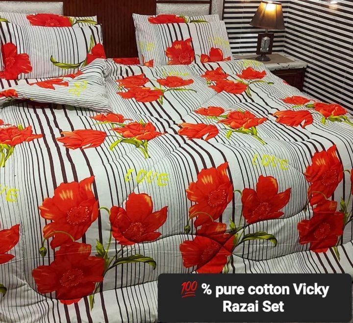 Vicky Razia set 6 pcs Qualited all pcs 100% Pure Cotton Fabric Bed sheet Qualited Razia Qualited