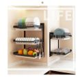 Kitchen Dish Rack Hanging Drying Plate Organizer Storage Shelf over the Sink, Wall Mount Bowl Holder with Drain Tray And 3 Hooks. 