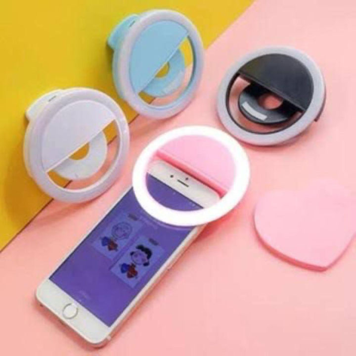 Selfie Ring Light Mobile – Portable Mini Selfie LED Lamp Ring Light for Mobile Phones – Rechargeable Ring Light with Charging Cable For Tik Tok and Photography - Brightness Adjustment Selfie Light With LED Camera Photography Flash Light for Smart phones