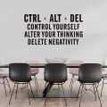 nspirational Quotes Wall Stickers - Office Gym Motivational Wall Decals - Office Desk School Classroom Positive Home Vinyl Art Wall Decor - CTRL+ALT+DEL 21"X11". 