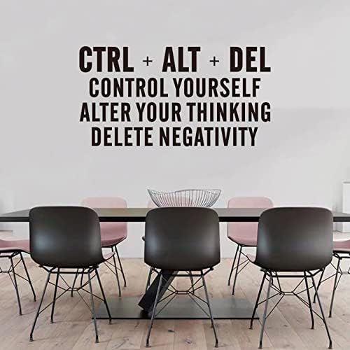 nspirational Quotes Wall Stickers - Office Gym Motivational Wall Decals - Office Desk School Classroom Positive Home Vinyl Art Wall Decor - CTRL+ALT+DEL 21"X11"