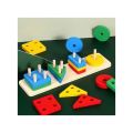 wooden Geometric Shape Sorter | Geometric Intelligence Wooden Puzzles | Teaching Geometric Shape | Cognitive Matching Toys colorful For Kids. 