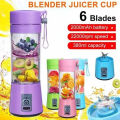 USB Rechargeable Juicer Blender 6 Blades Electric Blender Mini Portable Personal Size Juicer Cup USB Rechargeable Mixer 380ml Food Grade Water Bottle Portable Fruit Juicer Machine - josar machine mini-single juicer machine-shaker machine. 