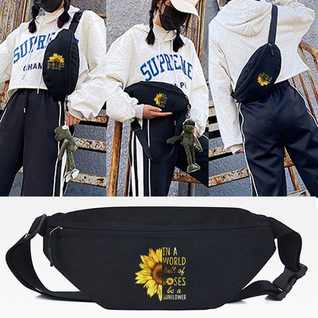 Oversized Daisy Print Waist Bags Men Women Sport Chest Pack Fashion Crossbody Pack Travel Phone Bag Sport Shoulder Bag Money Bag