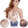 Women Seamless Side Support Plunge Bra Underwired Push Up Bra Embroidered. 