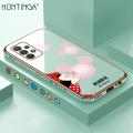 Hontinga for Samsung A32 4G Back Cover（Free Lanyard）Luxury 6D Plating Cartoon Bubble Mouse Side Pattern Case Soft Silicone Square Mobile Cover. 