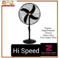 GFC Pedestal Fan Myga Black Color Pure Copper 24 Inch Energy efficient Electrical Steel Sheet and 99.9% Pure Copper Wire 3 speed options Brand Warranty. 