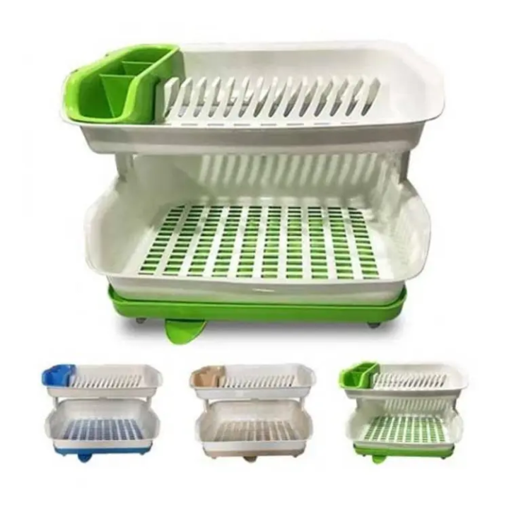 Dish Rack Color Double Layer Dish Rack with Water Drainer Random Colors length 20 inch ...