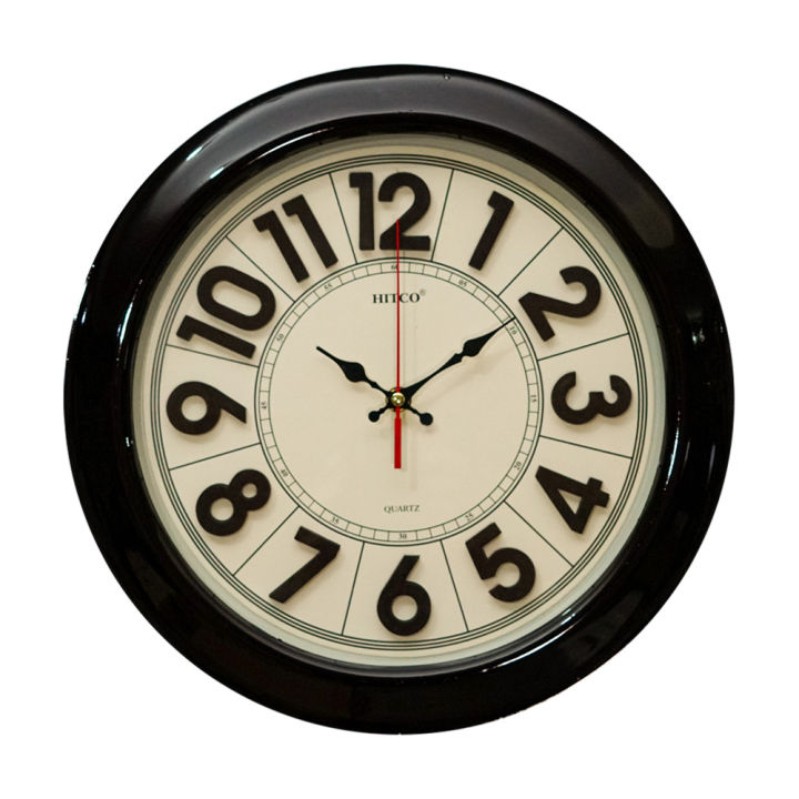Hitco Round Wall Clock Emboss Number - 13.5x13.5" Stylish Wall Clock For Office and Homes -  Decorating Items for Home - Step Movement Fancy Wall Clock