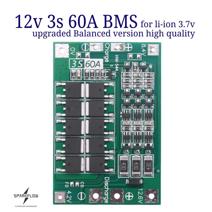 3S 60A BMS balanced Protection Charging Board 12v bms 12.6 to 11.1 lithium ion battery 3.7v BMS 18650 Li-ion Lithium Battery for Drill Motor buy in Pakistan