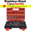 Large 53 Piece Professional Combination Socket Ratchet Wrench Set Tool Kit Toolkit Goti Set Ring Spanner Pana Set Screw Driver Bit Set Hand Toolkit Tools KitSocket Wrench Set  Car Bike Repairing Hand Tool kit Toolkit Set Screwdriver Toolkit Drill Machine. 