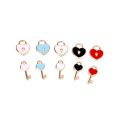 10pcs/bag Alloy Drop Oil Pendant Heart Love Lock Keychain Hanging Charms For DIY Earrings Necklaces Jewelry Making Accessories. 