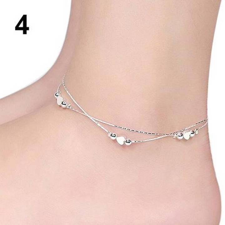 1Pc Simple Design Women Star Heart Beads Ankle Bracelet Barefoot Sandal  Anklet