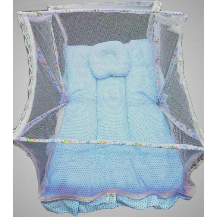 Baby Bed with Mosquito Net & Neck Pillow, Baby Gadda Set for New Born