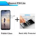 Huawei P20 Lite Tempered Glass Screen Protector Polish Glass + Back Clear Jelly Protector Soft Film Protection Hydrogel Film Protector For Huawei P20 Lite. 
