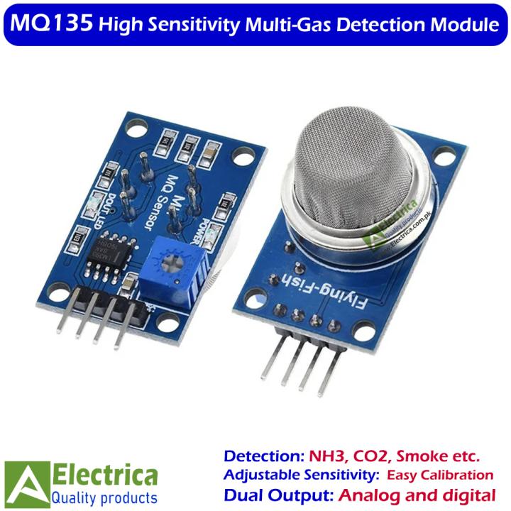 MQ135 Air Quality Gas Sensor Module for Arduino NH3 CO2 Smoke Detection High Sensitivity Reliable Performance by Electrica