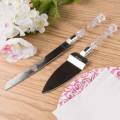 2 PC) Stainless Steel Cake Serving Set - 1 PC Cake Cutting Knife + 1 PC Cake Server Cake Décor with Crystal Handles for Weddings, Birthdays, Cakes, Gifts.. 