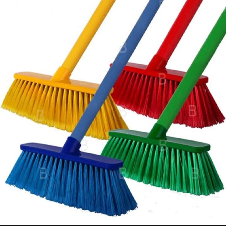 Heavy Duty Floor Cleaning Brush with 48in Long Handle Plastic Broom 16in Wide Floor Sweeper Cleaning Tool for Indoor Outdoor