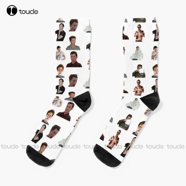 【Good-Love Store】Tom Holland Meme Sticker Pack Socks Black Socks Adult Teen Youth Socks 360° Digital Print Custom Gift Funny