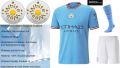 Manchester City football kit new design soccer kit adults and kids sizes. 