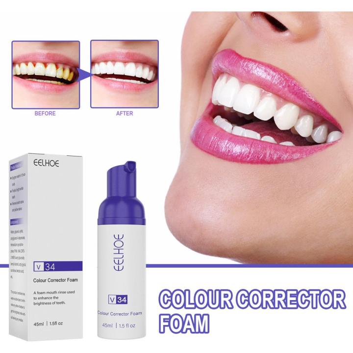 45ml Teeth Whitening Cleansing Toothpaste Foam V34 Colour Corrector Teeth Sensitive Stain Removal Reduce Yellowing Teeth Care