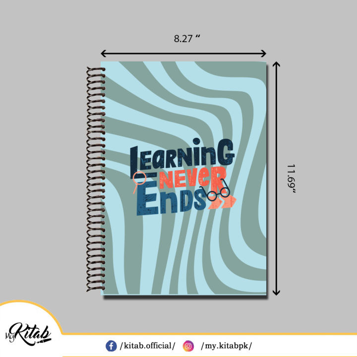 Learner Notebook MyKitab - Learning Never Ends Spiral Notebook-A4|Notebook for Girls and ...