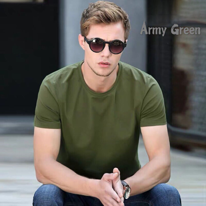 Plain%20Army%20Green%20Tshirt%20Half%20Sleeve%20Tee%20Top%20t%20shirt%20Plain%20T-Shirt%20Round%20Neck%20tshirt%20For%20Mens%20-%20Image%204