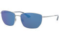 Ray-Ban Square Metal Silver Frame Blue Mirrored Lenses-RB3653-003/55-60. 