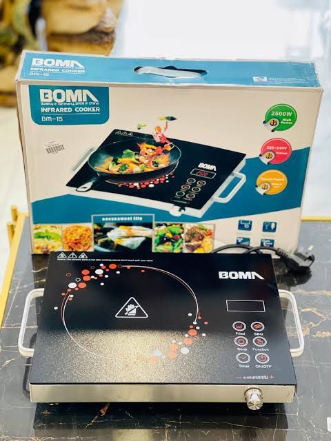 Boma Hot Plate Ceramic Cooking plate Induction Cooker | Germany Made BOMA Multi-functional Infrared Cooker- 2500 watt Universal Electric Hot Plate,Touch Panel and Effective ,Smart and Safe Cooking (BLACK)