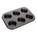 6 Slot Aluminium Tray Cup Muffin Pan Tins Mould for Baking Cupcake Mould Non-Stick Bakeware Reusable Tray Pan Mould for Deserts, Pastries and Cookies Non-Stick (Black). 