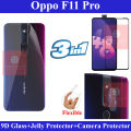 Oppo F11 Pro Full Black 9D5D6D10D11D21D Tempered Glass Screen Protector Full Glue Edge To Edge + Back Camera 9H Gorilla Flexible Protector + Back Jelly Protector Clear Soft Protection Film Transparent Hydrogel Film Protector For Oppo F11 Pro. 